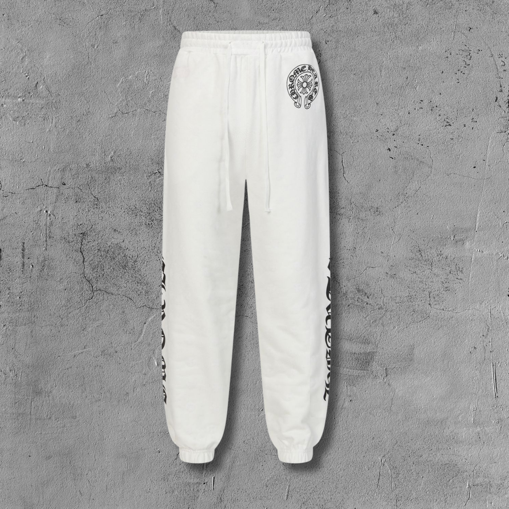 Flower Cross Pattern White Sweatpants™
