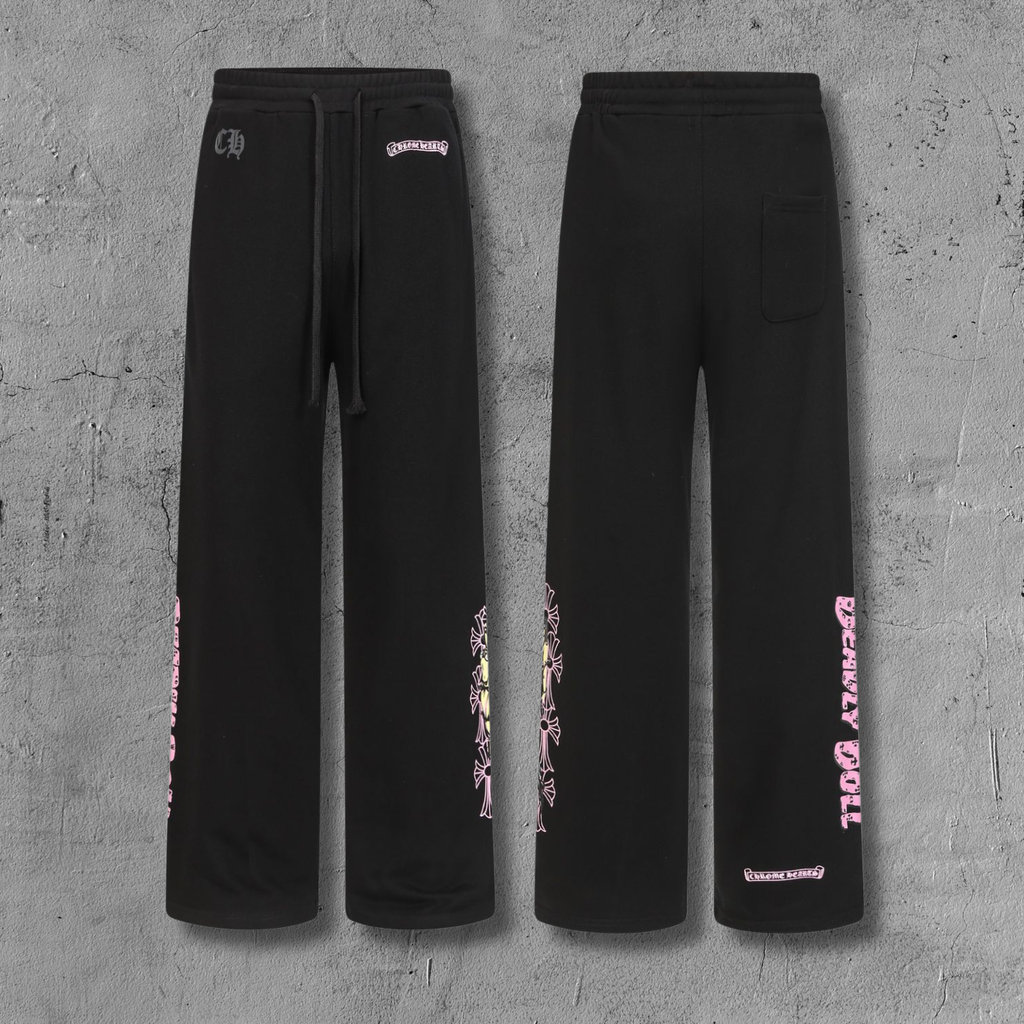 Pink Crosses Deadly Doll Black Sweatpants™