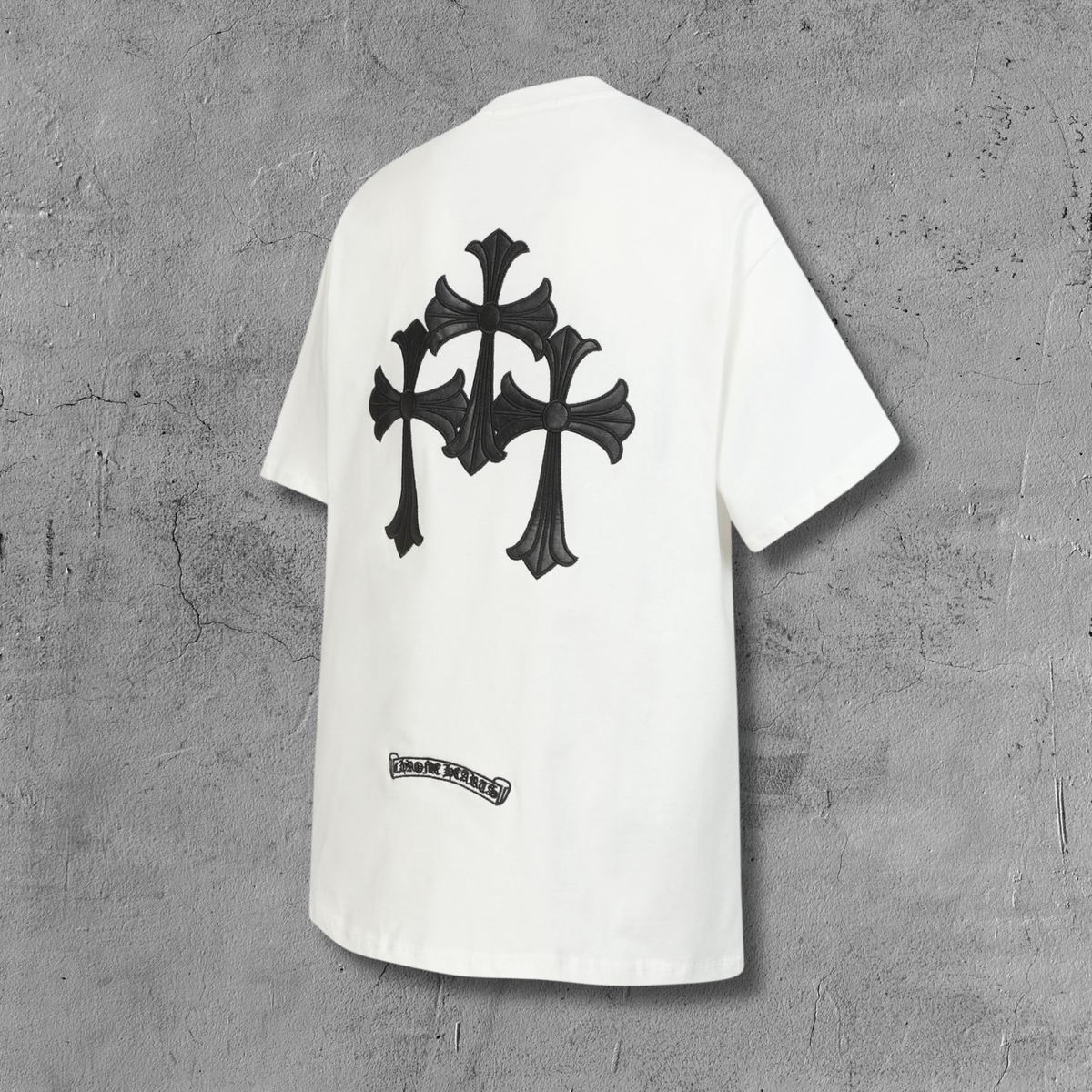 Black Leather Triple Cross F You White T-Shirt™