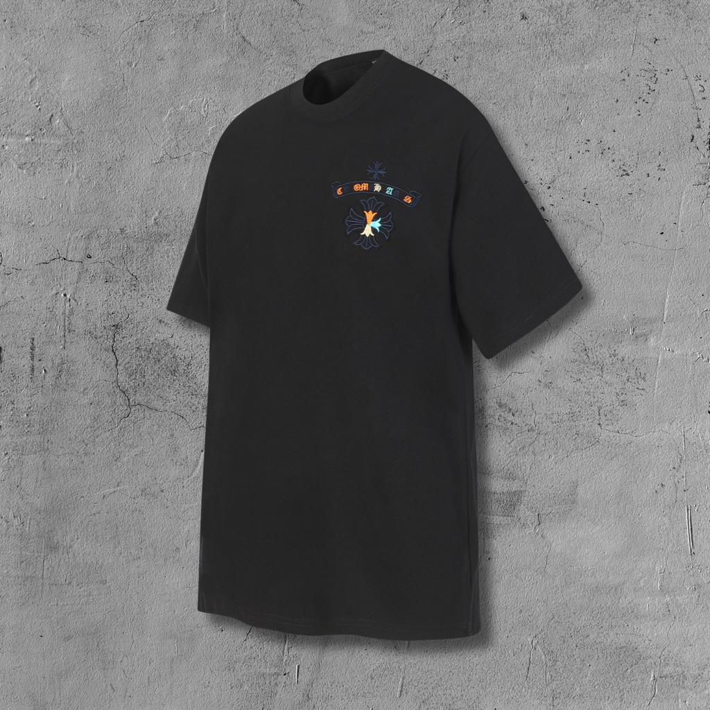 Colored Letters Horse Shoe Logo Black T-Shirt™
