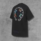 Colored Letters Horse Shoe Logo Black T-Shirt™