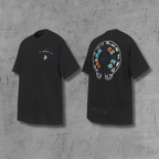 Colored Letters Horse Shoe Logo Black T-Shirt™