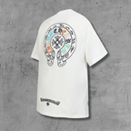 Colored Letters Horse Shoe Logo White T-Shirt™
