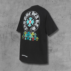 Multi Color Crosses Horse Shoe Logo Black T-Shirt™