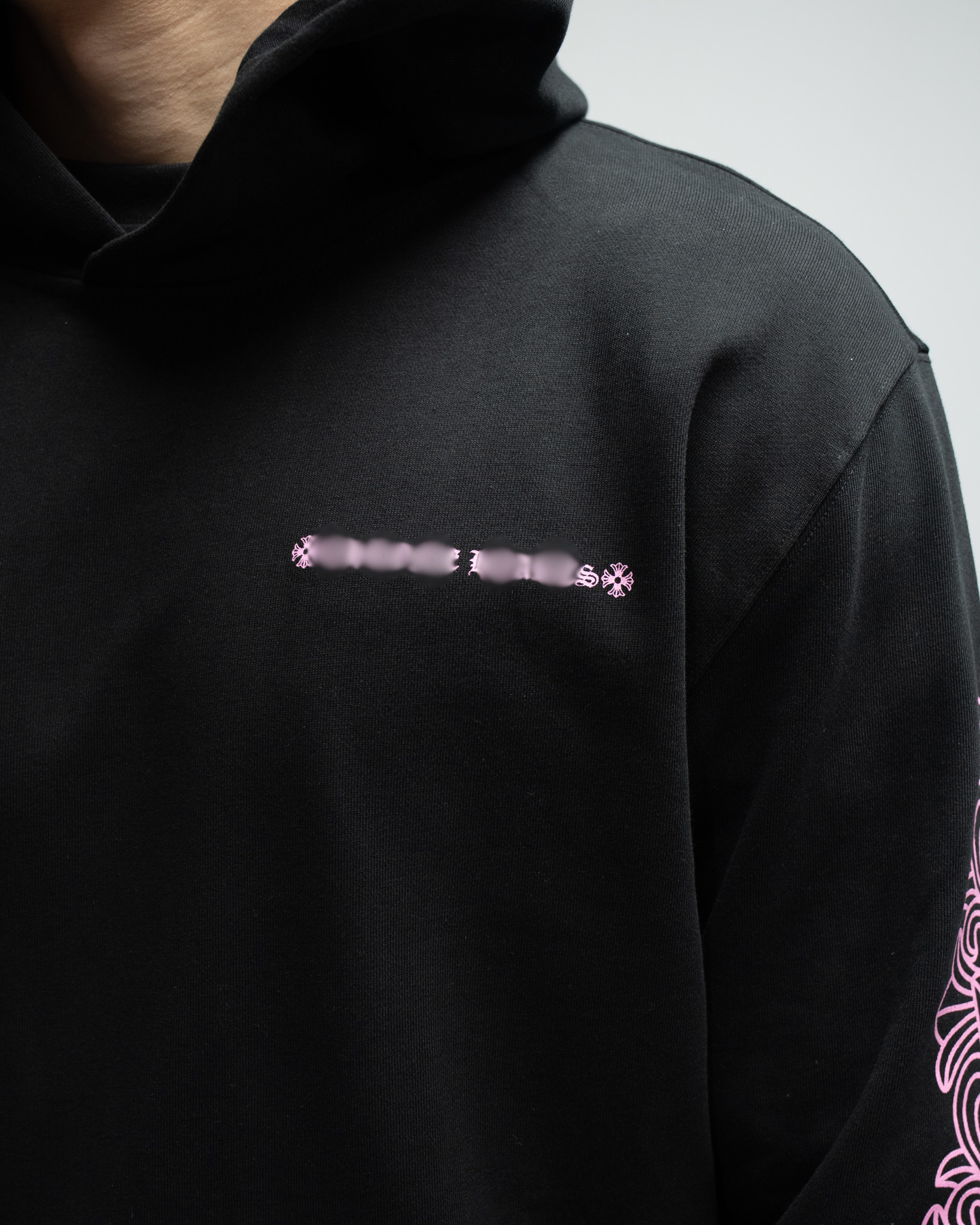 Pink Typography Logo USA Black Hoodie™