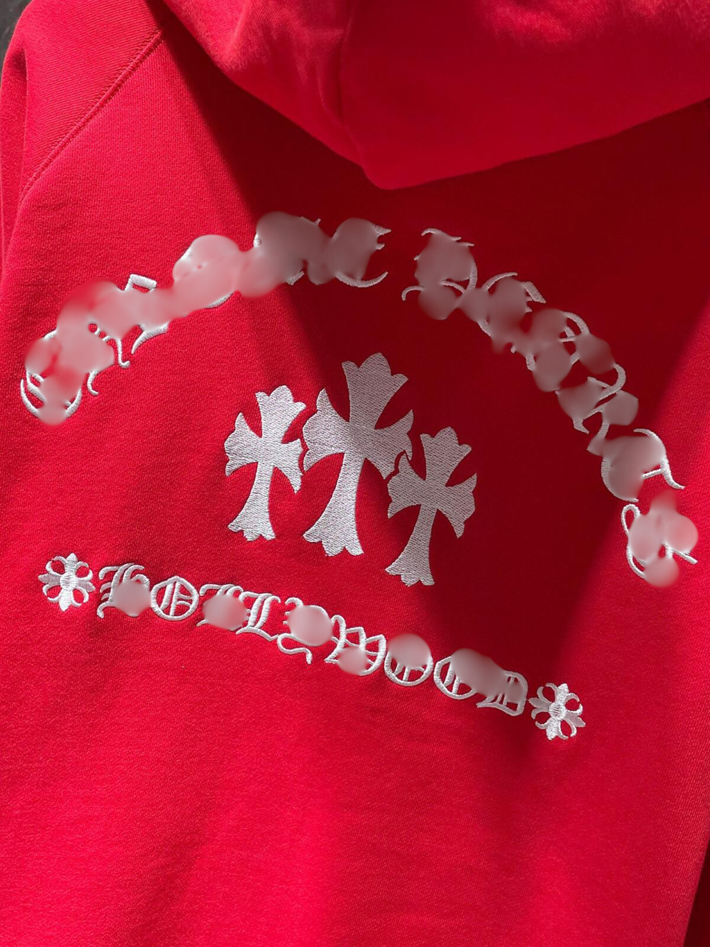 Hollywood White Triple Cross Red Full Zip Hoodie™