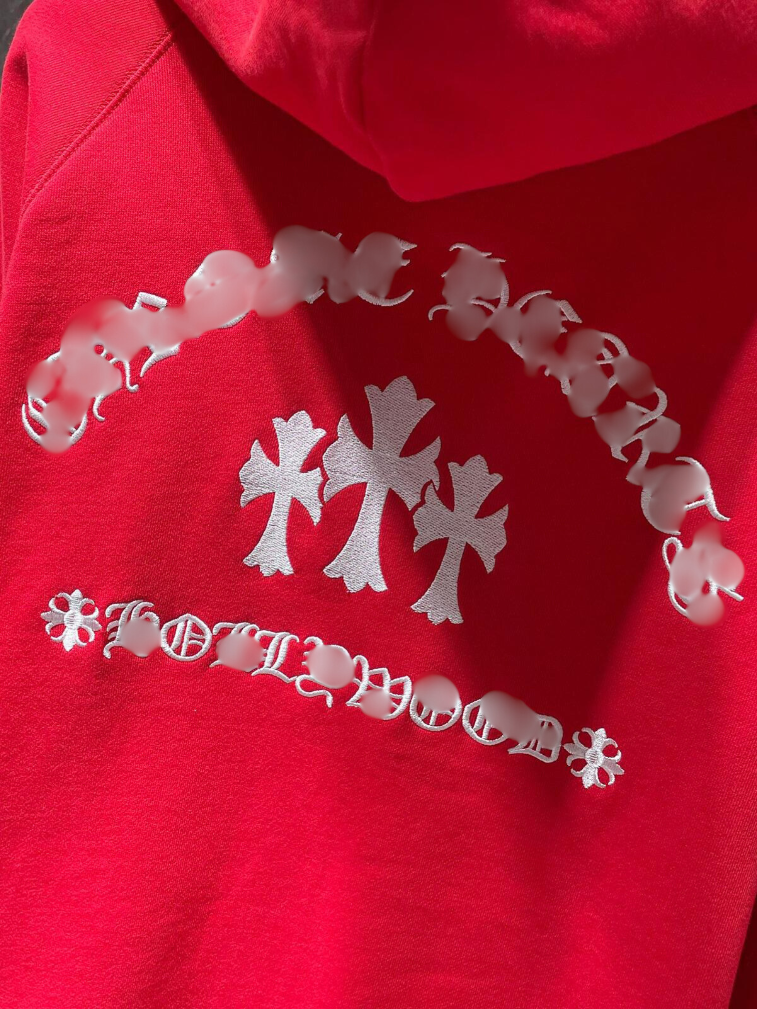 Hollywood White Triple Cross Red Full Zip Hoodie™