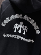Hollywood White Triple Cross Black Full Zip Hoodie™
