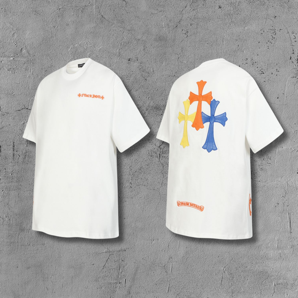 Multi Color Leather Triple Cross F You White T-Shirt™