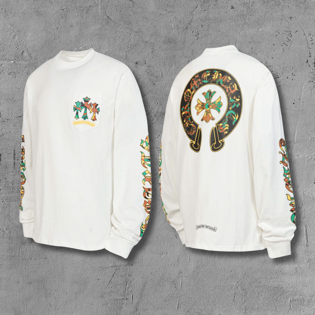 Camo Horse Shoe Logo White Long Sleeve™