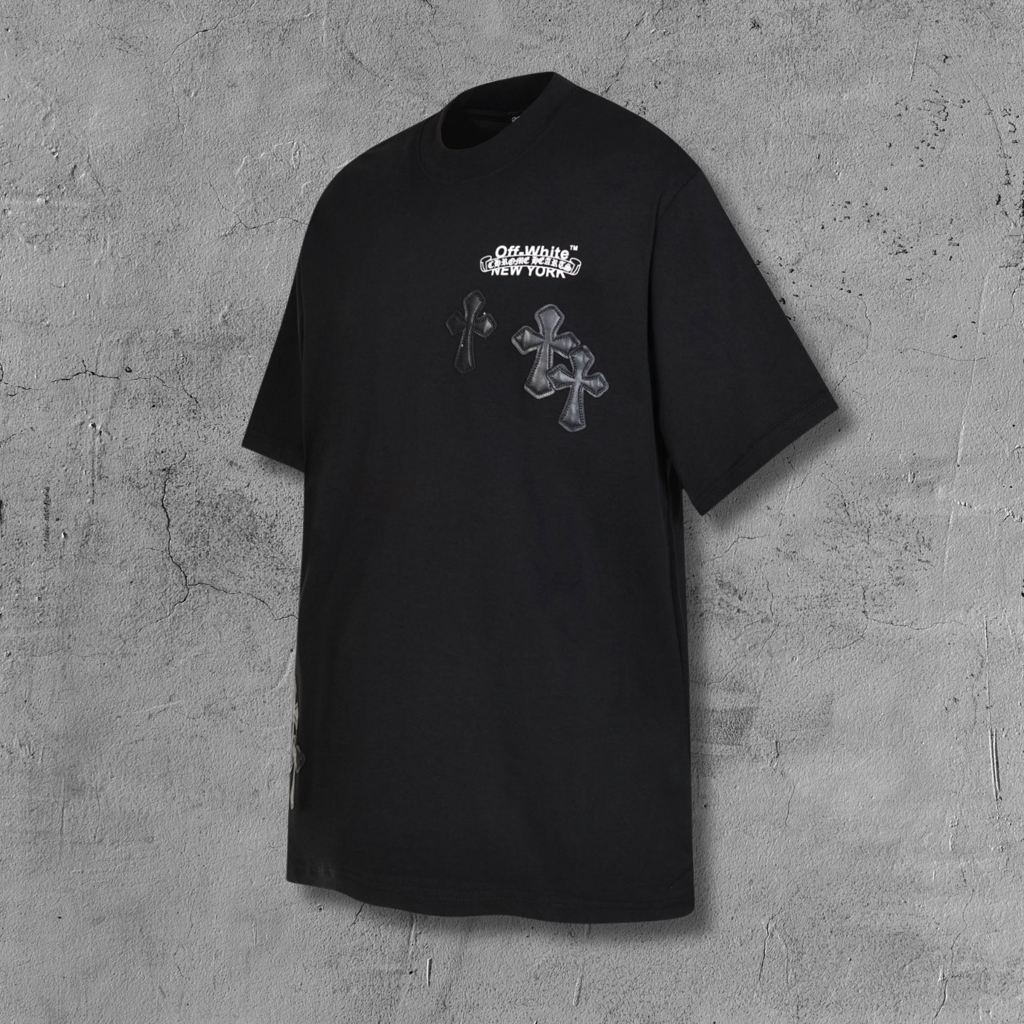 Black Leather Cross Brand Collab Black T-Shirt™