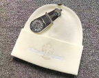 Leather Cross & Typography Logo Beanie™