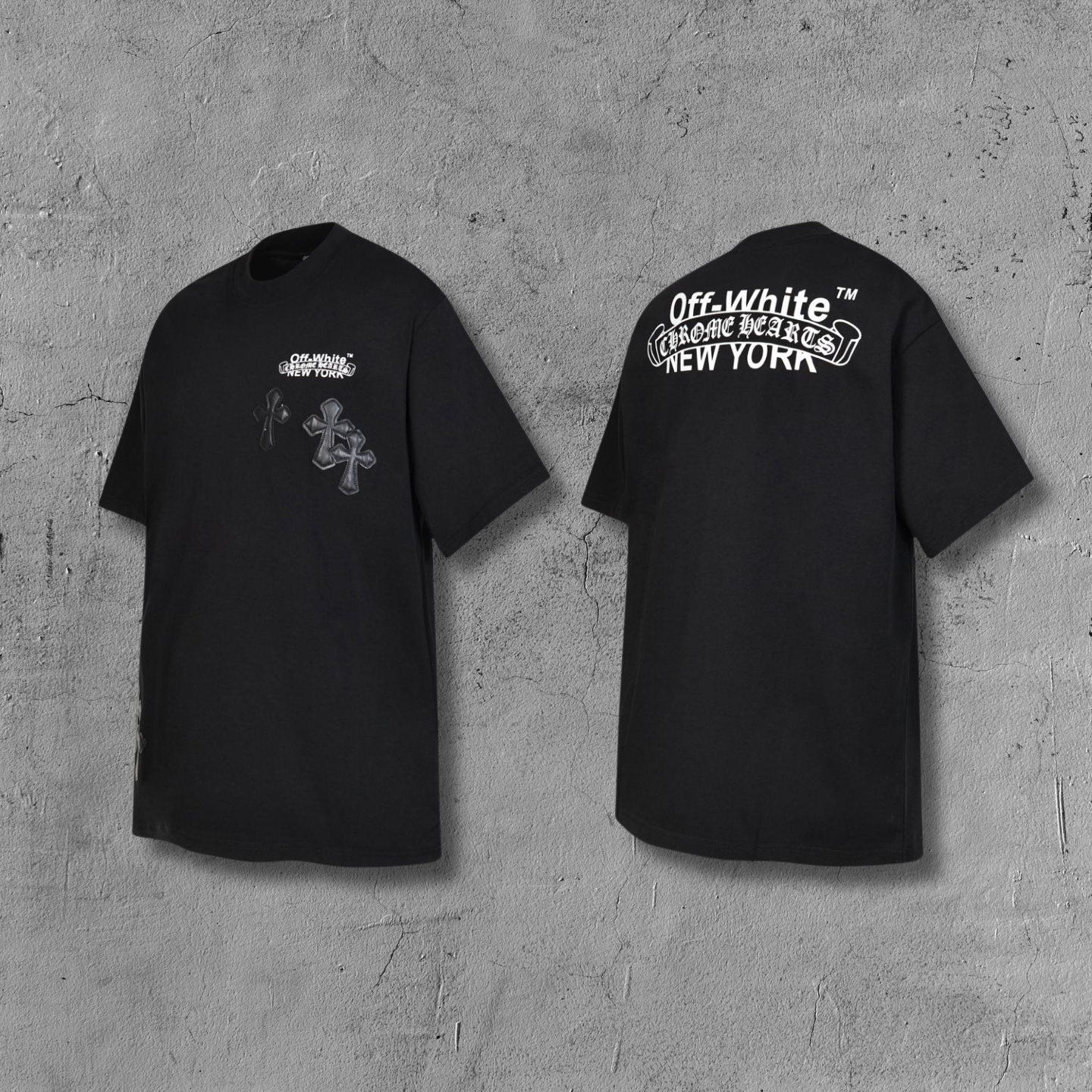 Black Leather Cross Brand Collab Black T-Shirt™