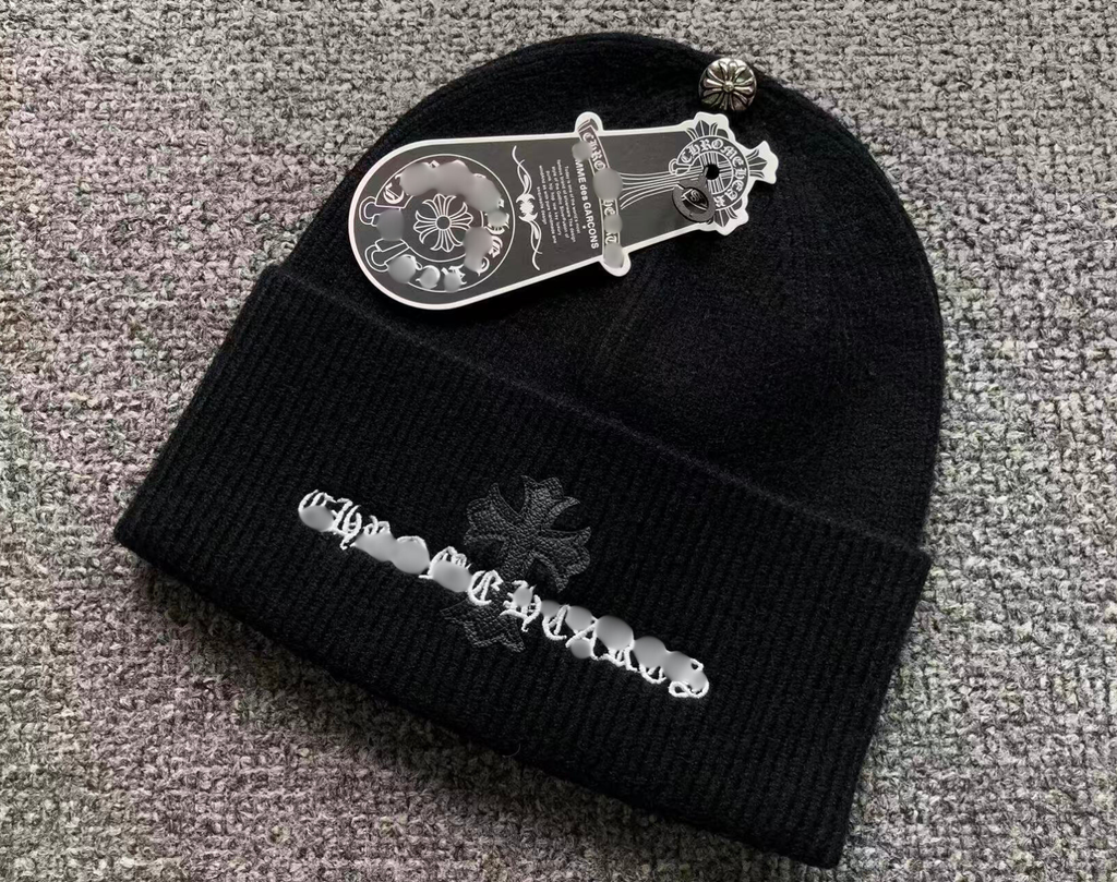 Leather Cross & Typography Logo Beanie™