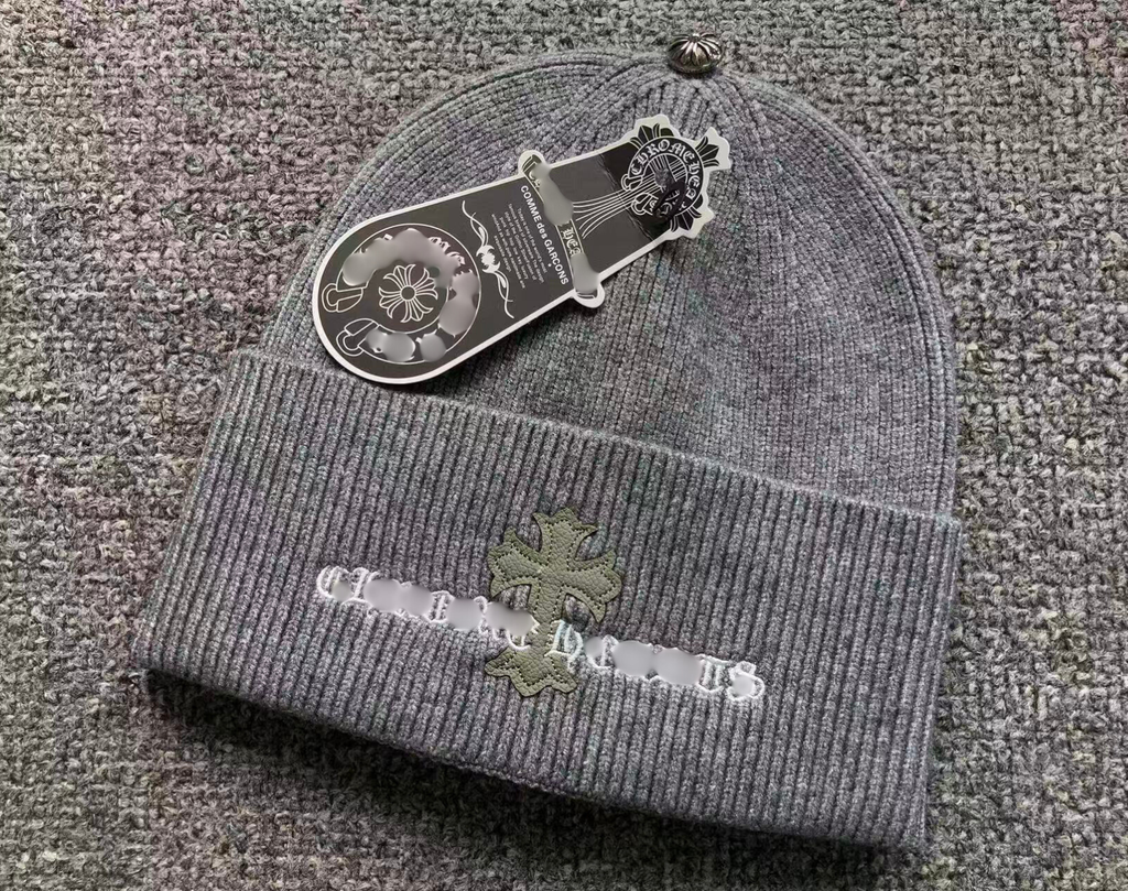 Leather Cross & Typography Logo Beanie™