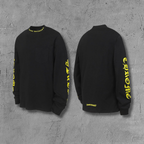 Yellow Typography Collar Black Long Sleeve™