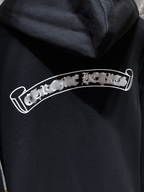 White Typography Logo Black Hoodie™