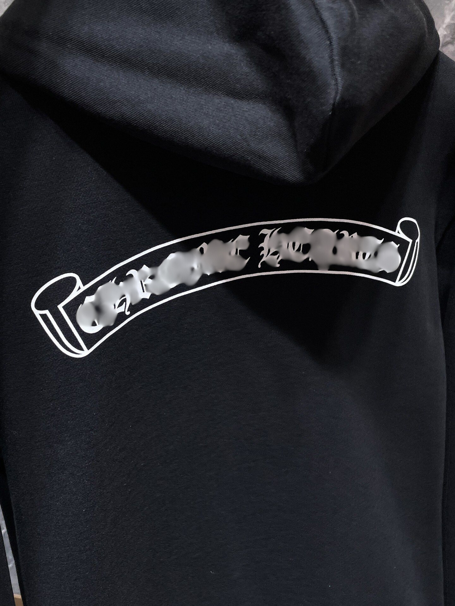 White Typography Logo Black Hoodie™