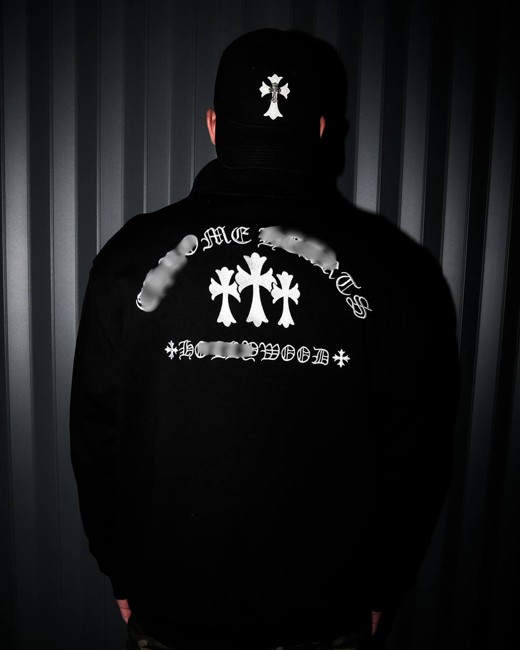 Hollywood White Triple Cross Black Fleece Quarter Zipper™