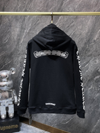 White Typography Logo Black Hoodie™