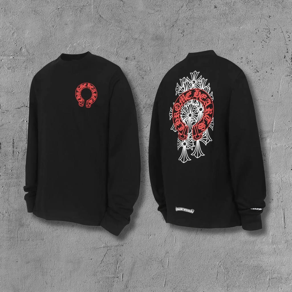 Red Horse Shoe Logo Black Long Sleeve™