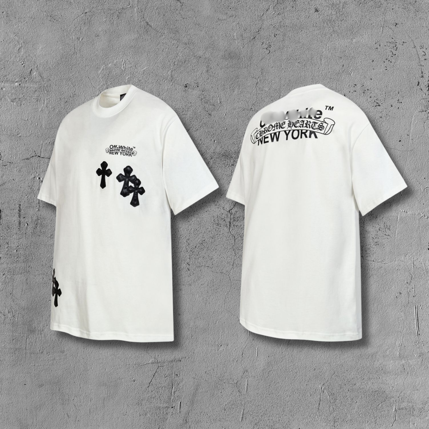 Black Leather Cross Brand Collab White T-Shirt™
