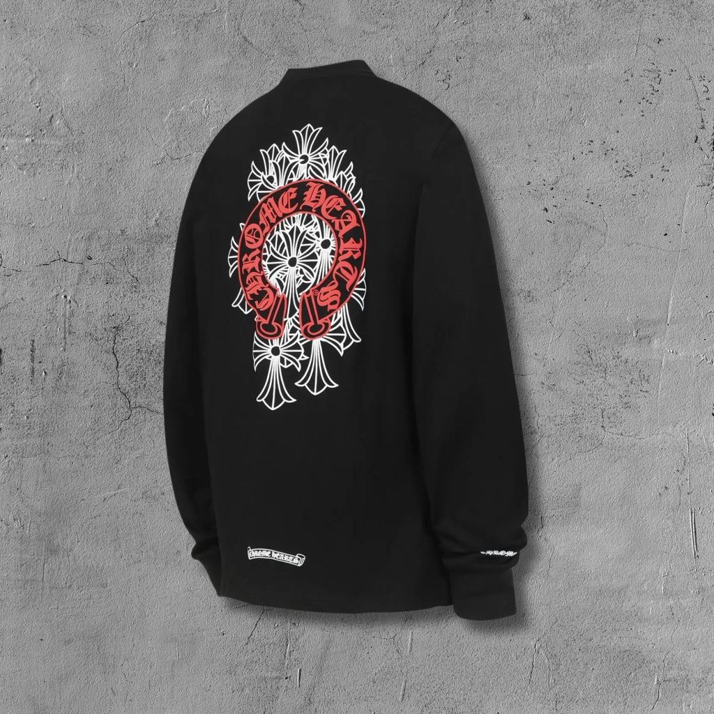 Red Horse Shoe Logo Black Long Sleeve™