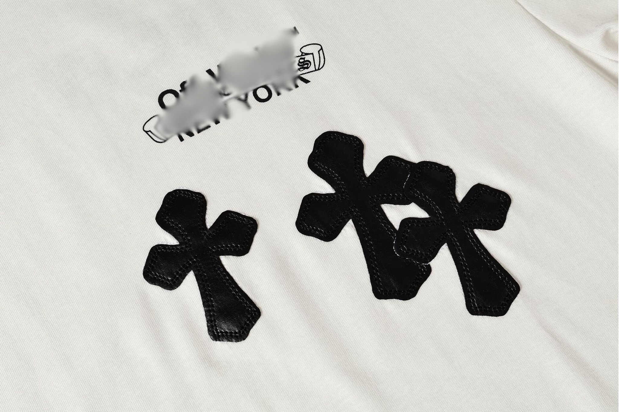Black Leather Cross Brand Collab White T-Shirt™