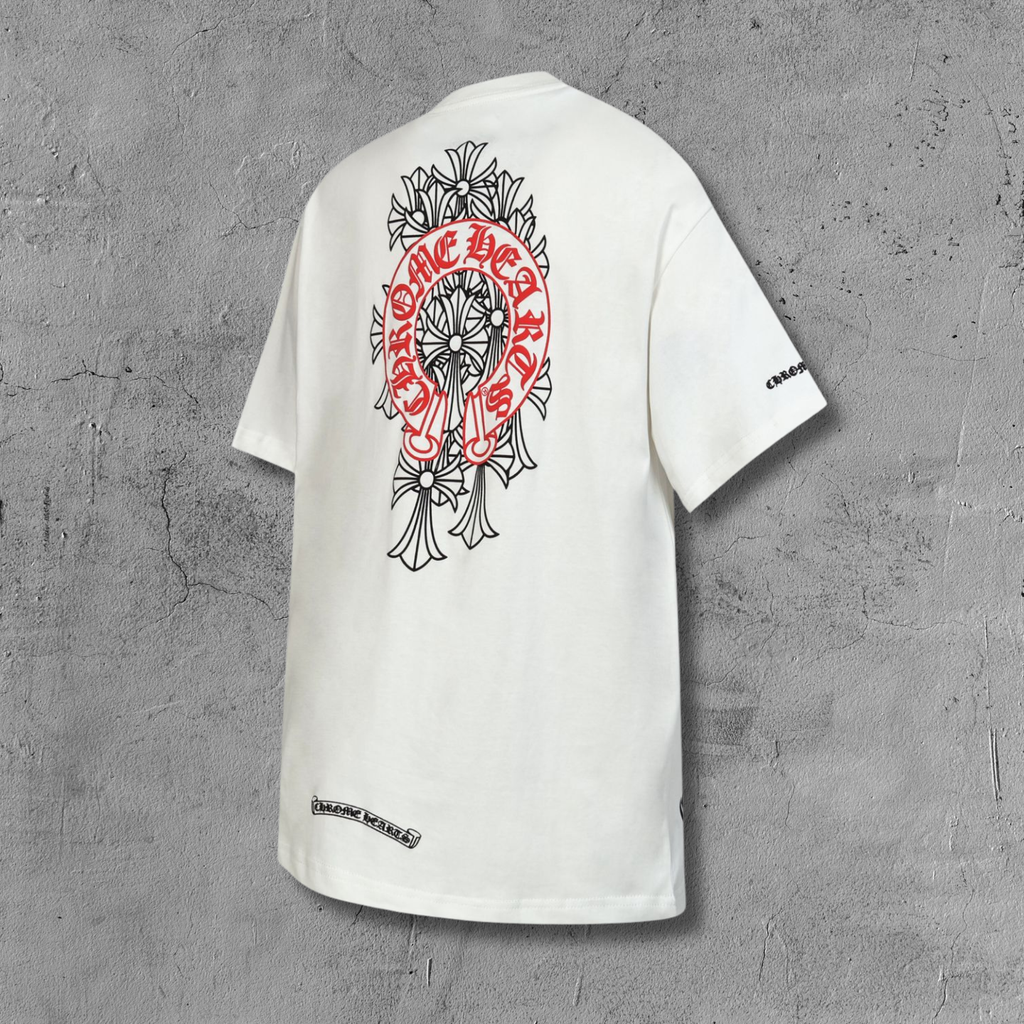 Red Horse Shoe Logo White T-Shirt™