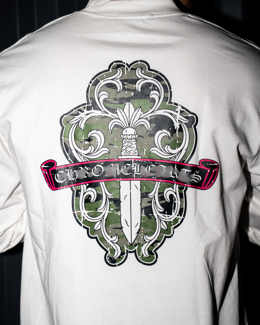 Camo Dagger Crest White Long Sleeve™