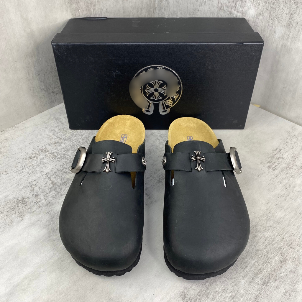 Metallic Cross Black Clog Slides™