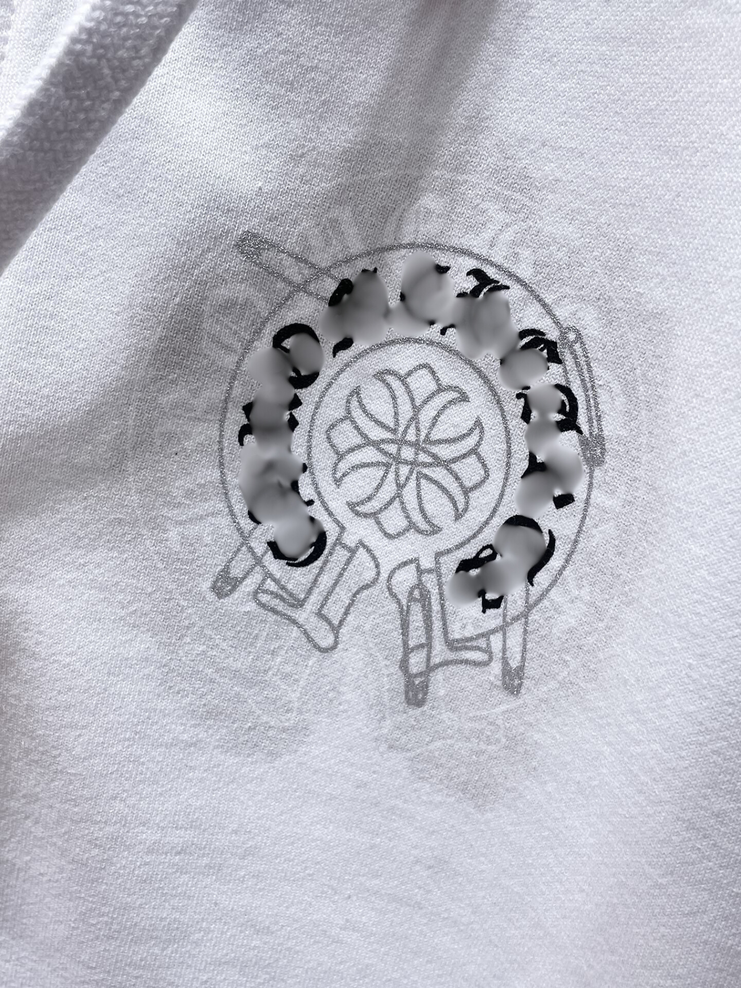 Safety Pin Horse Shoe Logo White Full Zip Hoodie™