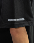 Distressed Collar Typography Logo Black T-Shirt™