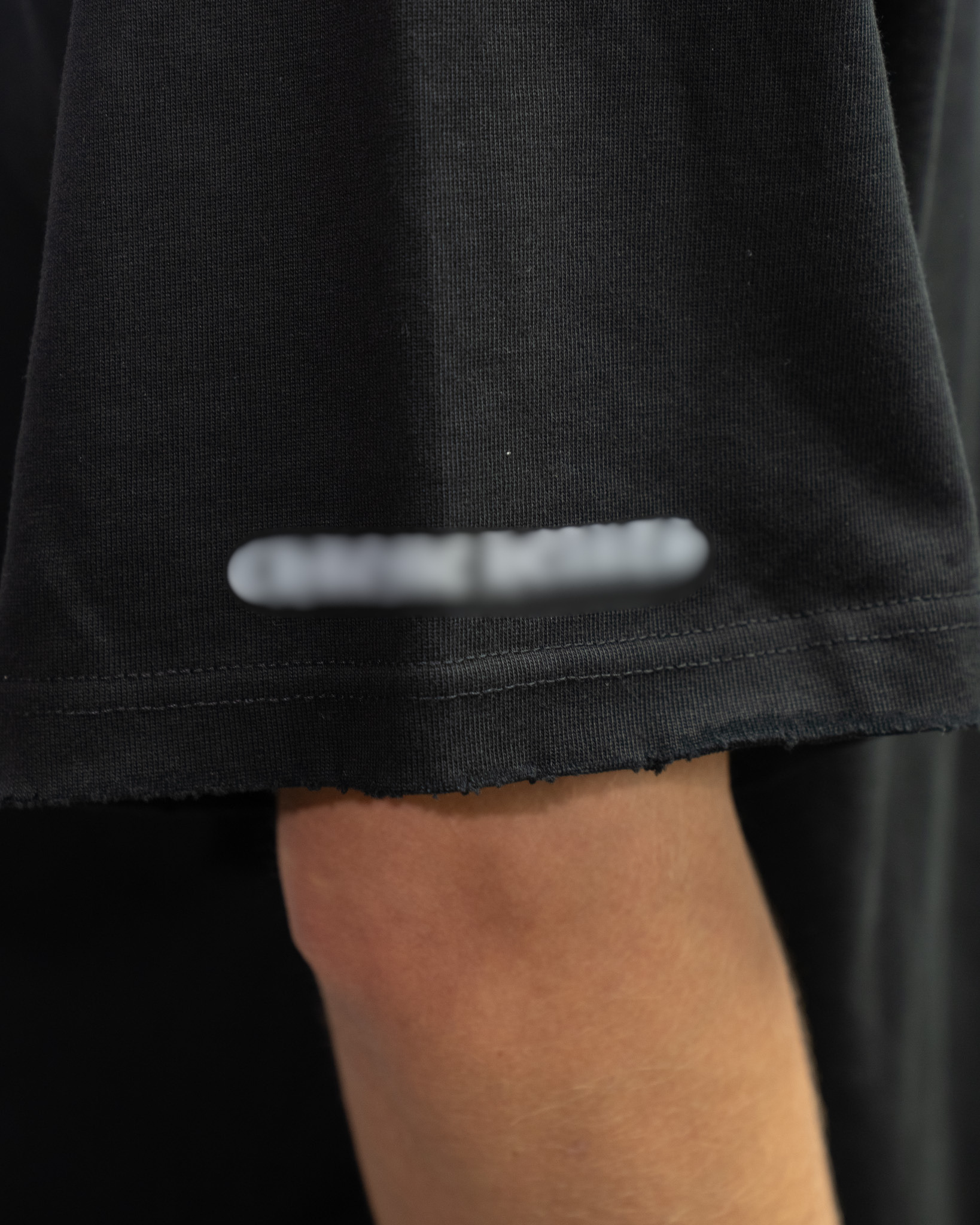 Distressed Collar Typography Logo Black T-Shirt™