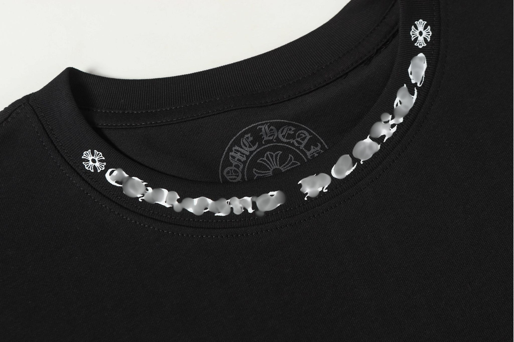Typography Collar & Horse Shoe Logo Black T-Shirt™