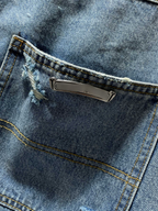 White Cross Patch Ripped Denim Shorts™