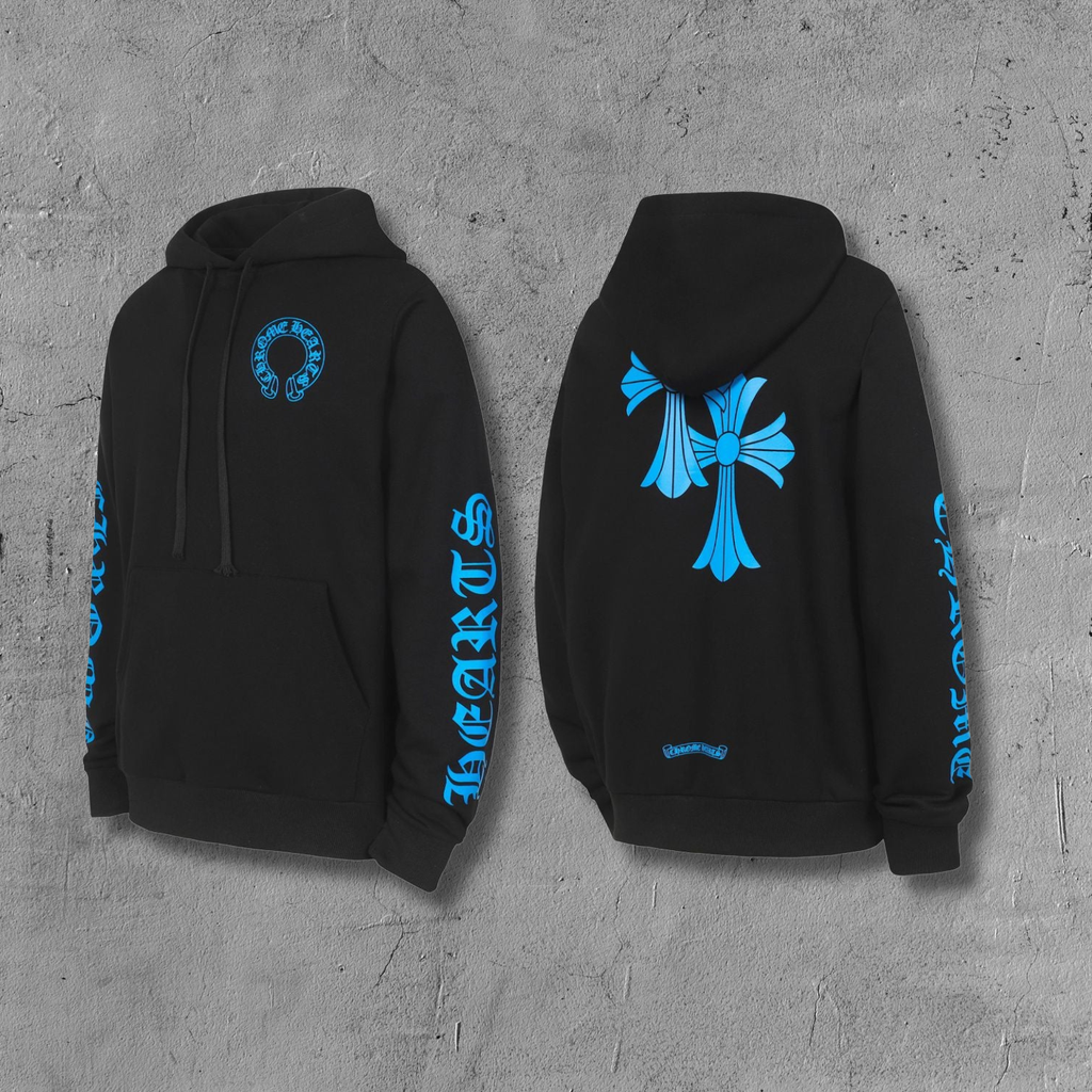 Blue Double Cross Black Hoodie™