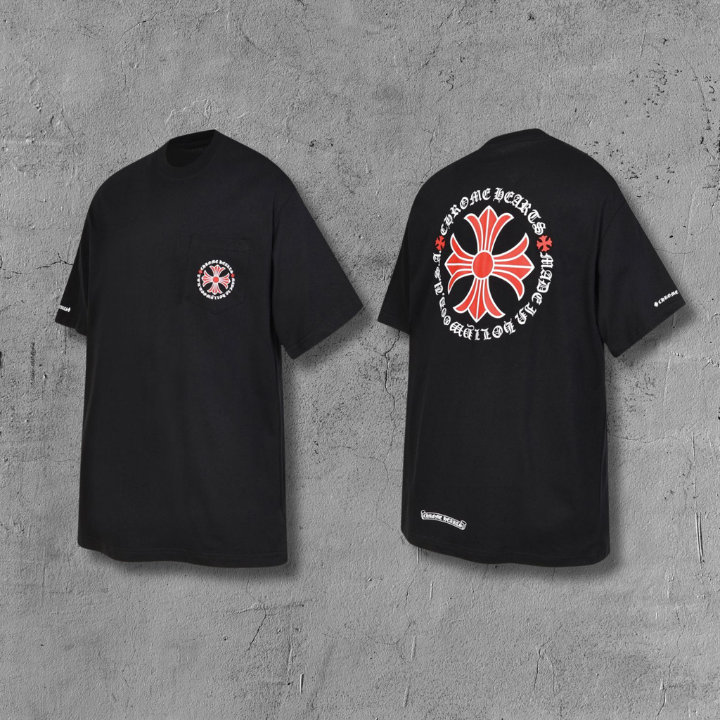 Red Flower Cross Black T-Shirt™