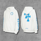 Blue Double Cross White Hoodie™