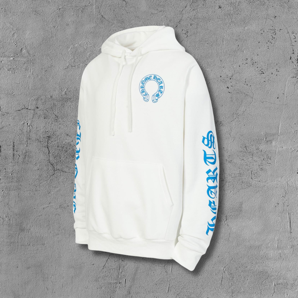 Blue Double Cross White Hoodie™