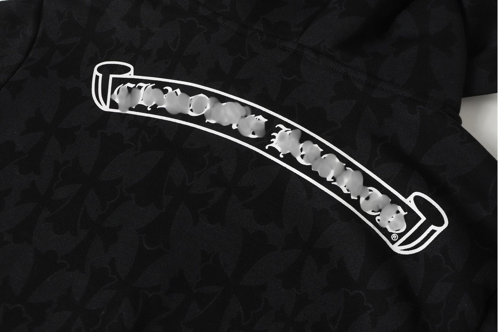 Cross Pattern Black Full Zip Hoodie™
