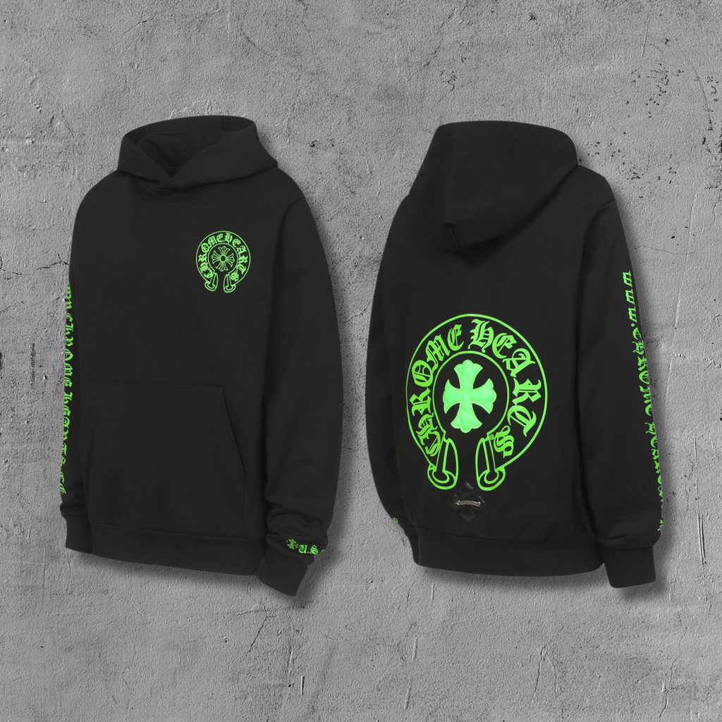 Green Horse Shoe Logo Black Hoodie™
