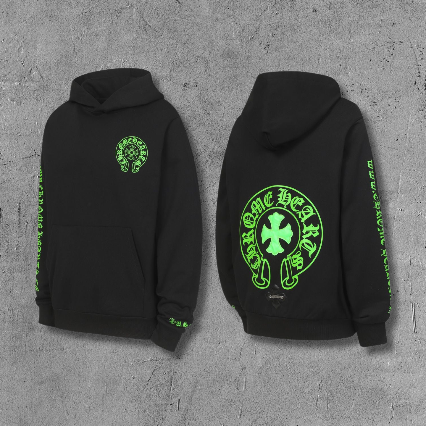 Green Horse Shoe Logo Black Hoodie™