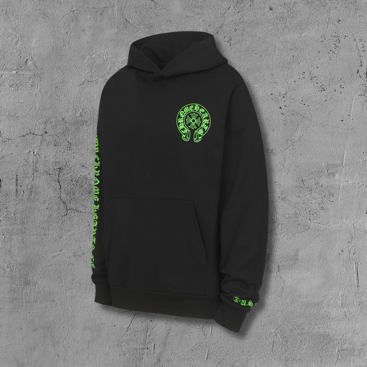 Green Horse Shoe Logo Black Hoodie™