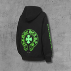 Green Horse Shoe Logo Black Hoodie™
