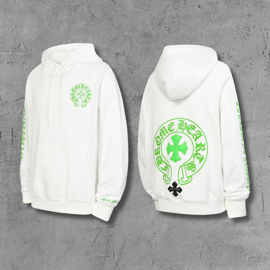 Green Horse Shoe Logo White Hoodie™