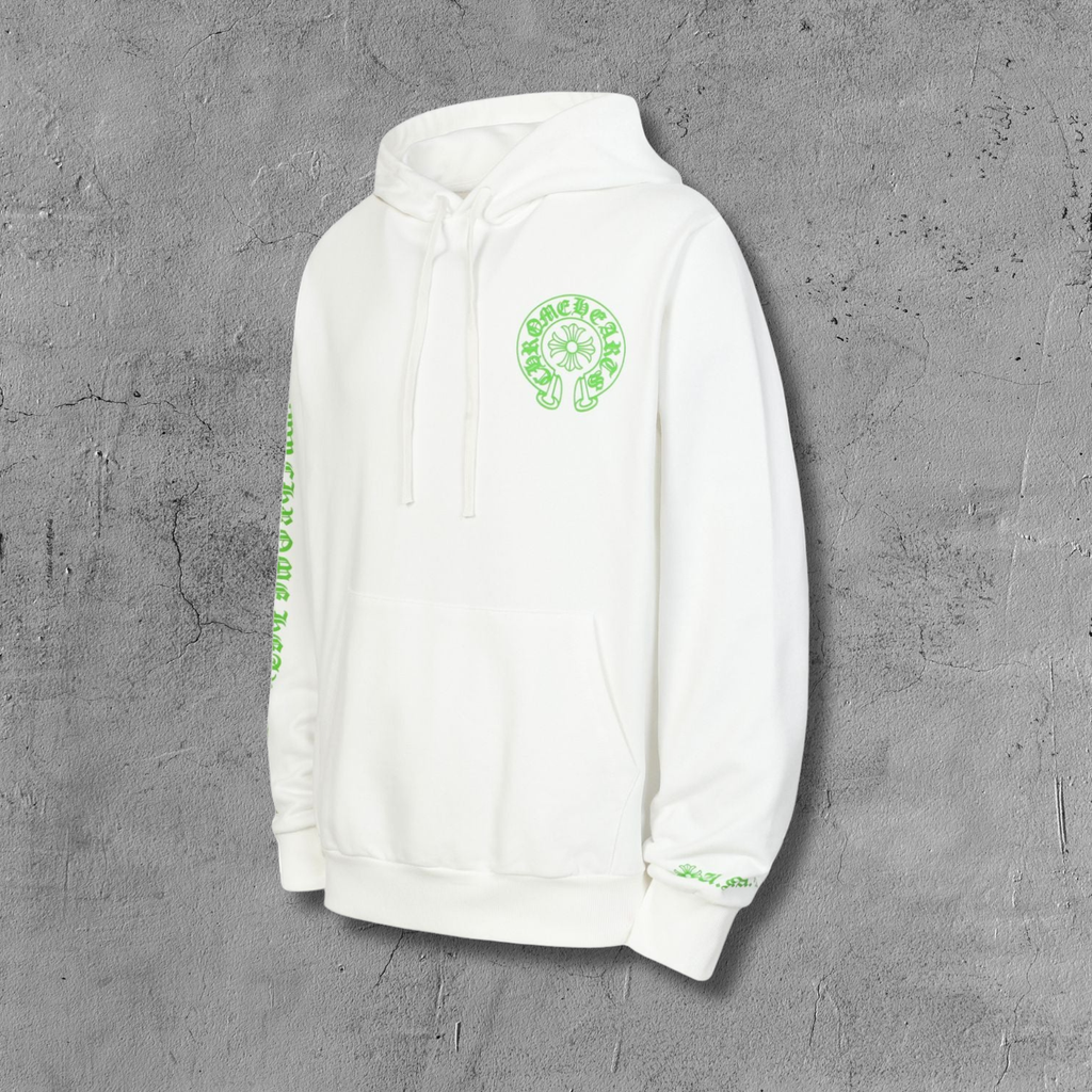 Green Horse Shoe Logo White Hoodie™
