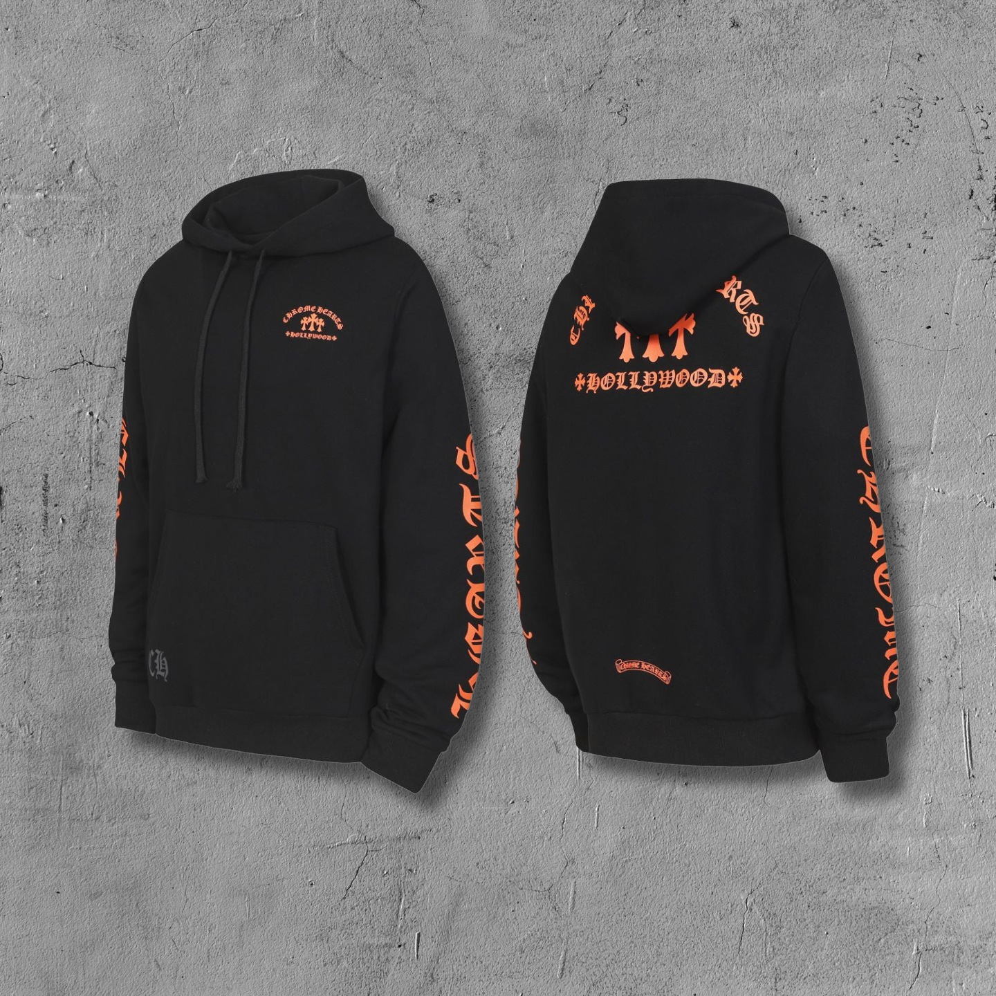 Hollywood Orange Triple Cross Black Hoodie™