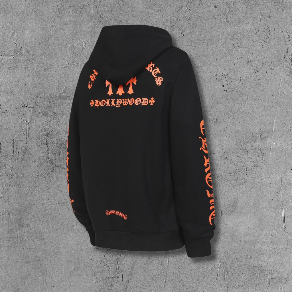 Hollywood Orange Triple Cross Black Hoodie™
