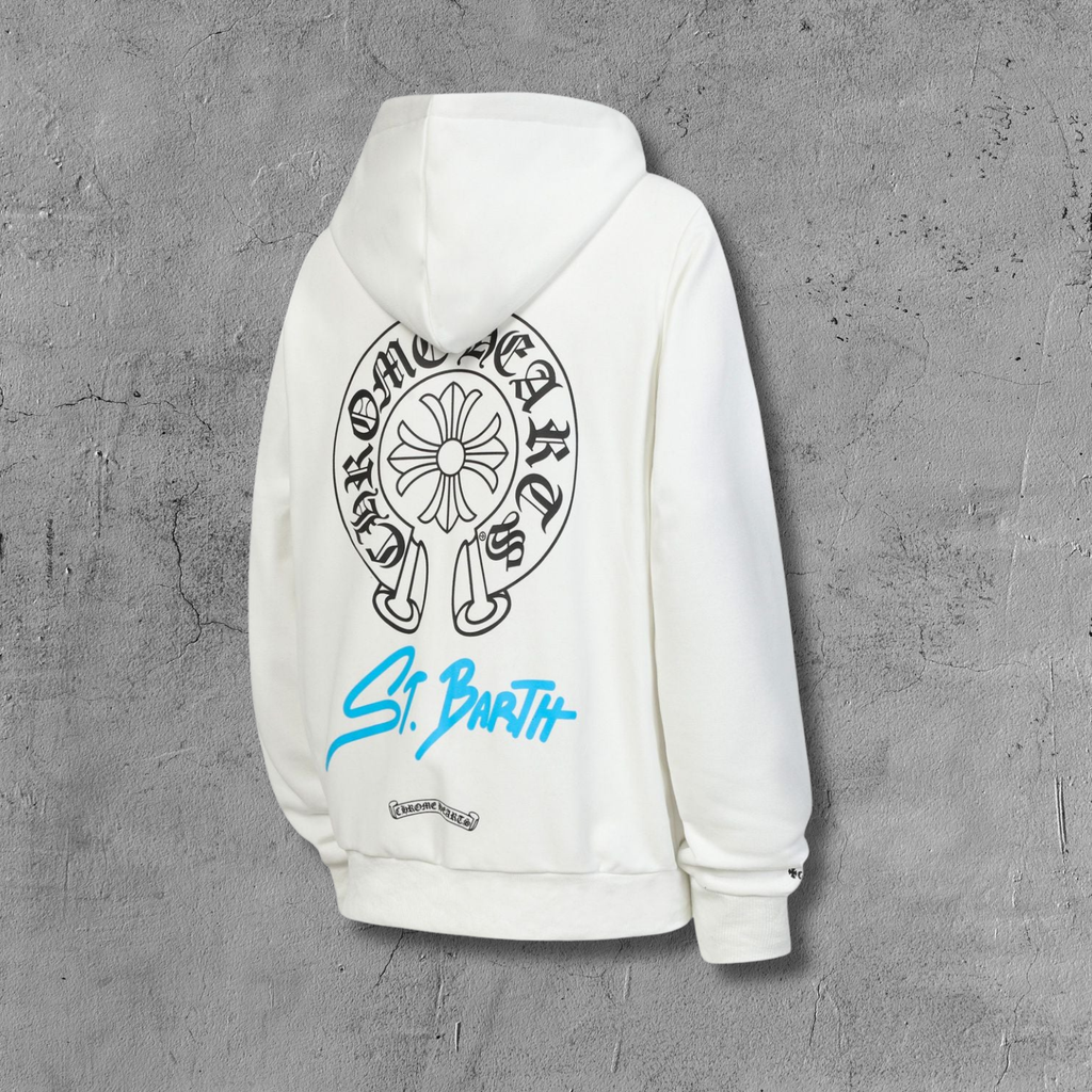 Horse Shoe Logo St. Barth White Full Zip Hoodie™